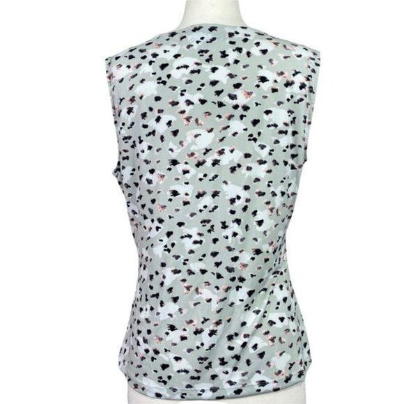 DKNY Cheetah Print Sleeveless Blouse Side Knot LG - Picture 3 of 5
